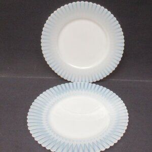 2 - MacBeth Evans Depression Glass Monax White PETALWARE 8 Inch Salad Plates